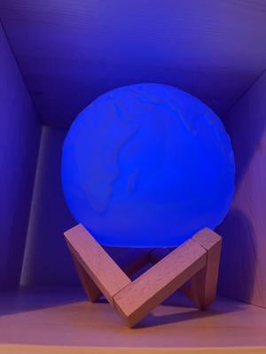 Urban Shop 3D Print Color Changing Moon Lamp with Wood Stand