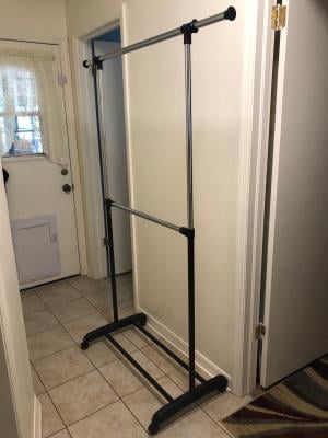 Mainstays Adjustable 2 Tier Rolling Garment Rack Adjustable Design Walmart