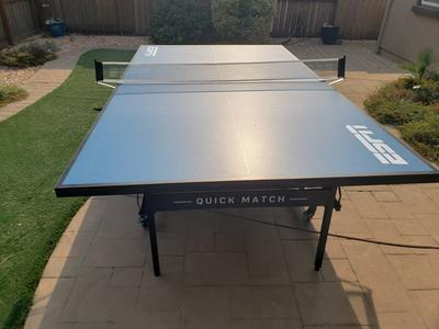 ESPN Official Size 2 Piece 15mm Indoor Quick Match Table Tennis Table, Blue  