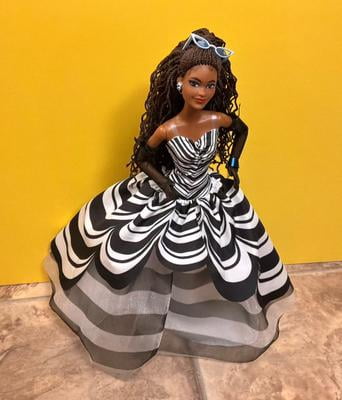 barbie doll black and white dress Black and white striped Dress for barbie doll main image 0