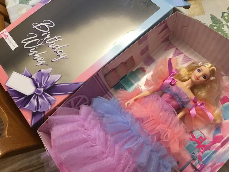 Barbie Birthday Wishes Doll (Blonde, 13-inch) in Gown, Gift for