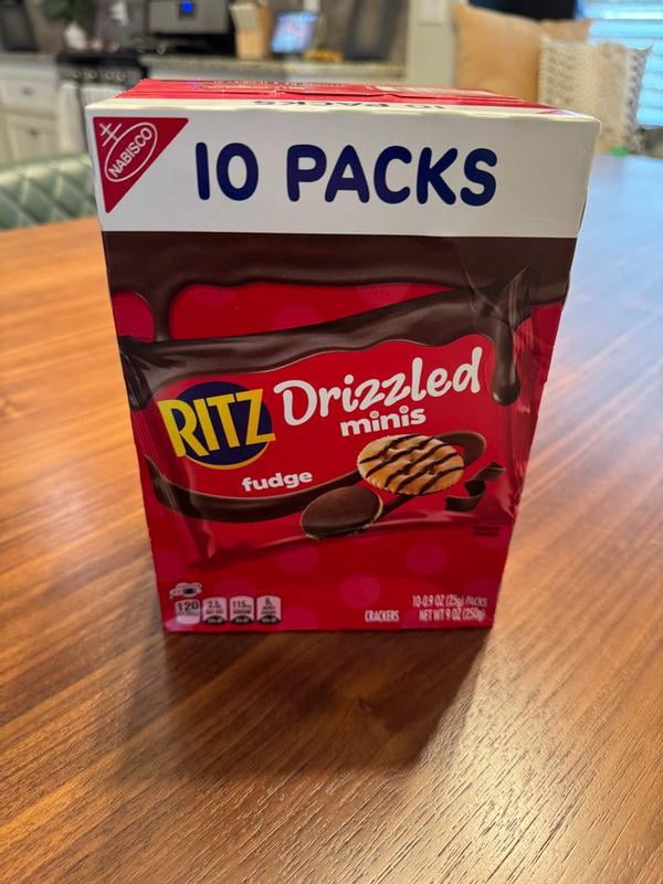 RITZ Drizzled Minis Fudge Crackers, Bulk Lunch Snacks for Kids and