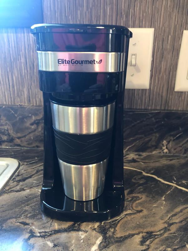 Elite Gourmet Single Serve 1-Cup Black Personal Drip Coffee Maker with  Stainless Steel Travel Mug EHC111AX - The Home Depot
