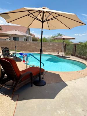 Costway 9ft Patio Umbrella Patio Market Steel Tilt W Crank Outdoor Yard Garden Tan Walmart Com Walmart Com