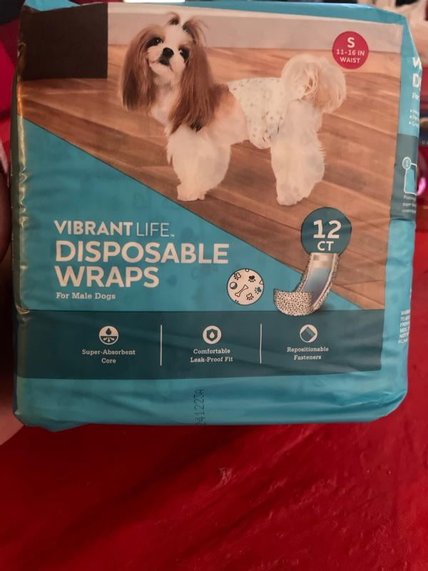 Vibrant Life Disposable Dog Wraps for Male Dogs S, 12 Count