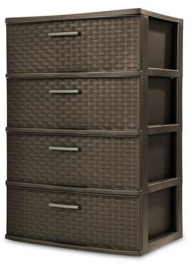 Free Shipping! Sterilite Plastic 4 Drawer Wide Weave Tower, Opaque