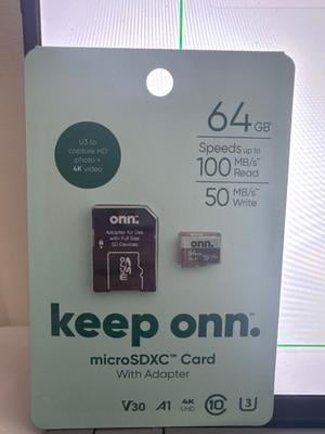 2 pack) onn 128GB Class 10 U3 V30 MicroSDXC Flash Memory Card