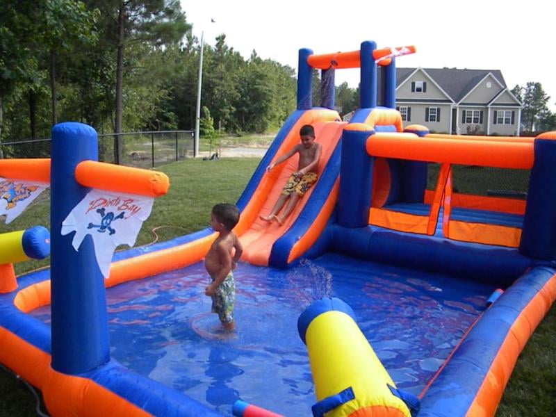 blast zone pirate bay inflatable combo bounce and slide water park