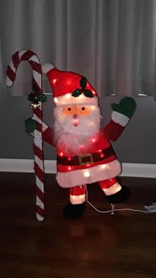 Light Up Plush Santa w/ Candycane 32 inches Tall NIB 