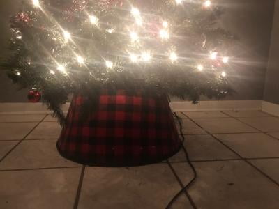 Holiday Time Red & Black Buffalo Check Stand Band™ Christmas Tree