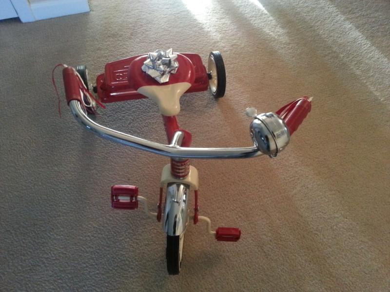 classic red dual deck tricycle