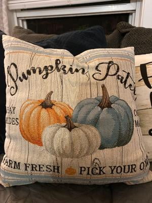 Pumpkin Patch Vintage Truck Throw Pillow 17” x 17” Harvest Pillows USA