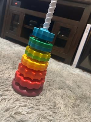 Baby Spinning Stacking Toy - Rainbow Tower Ring Stacker Toy,Spinbow Colour Tower,Sensory Spin Gears Rings Toys,Montessori Baby Fine Motor Skills
