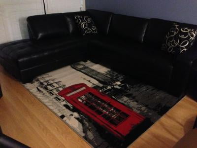 Terra London Rectangle Area Rug Black White Red