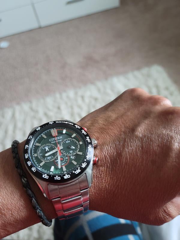 CITIZEN, Men's Eco-Drive Chronograph, Stainless Steel, Green Dial