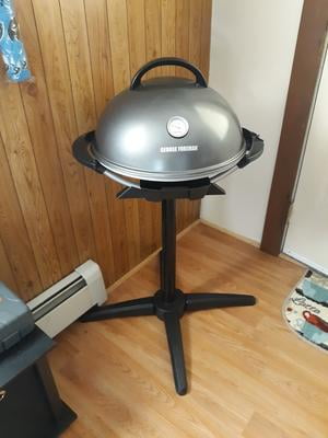 Indoor|Outdoor 15+ Serving Domed Electric Grill with Ceramic Plates &  Temperature Gauge - Gun Metal