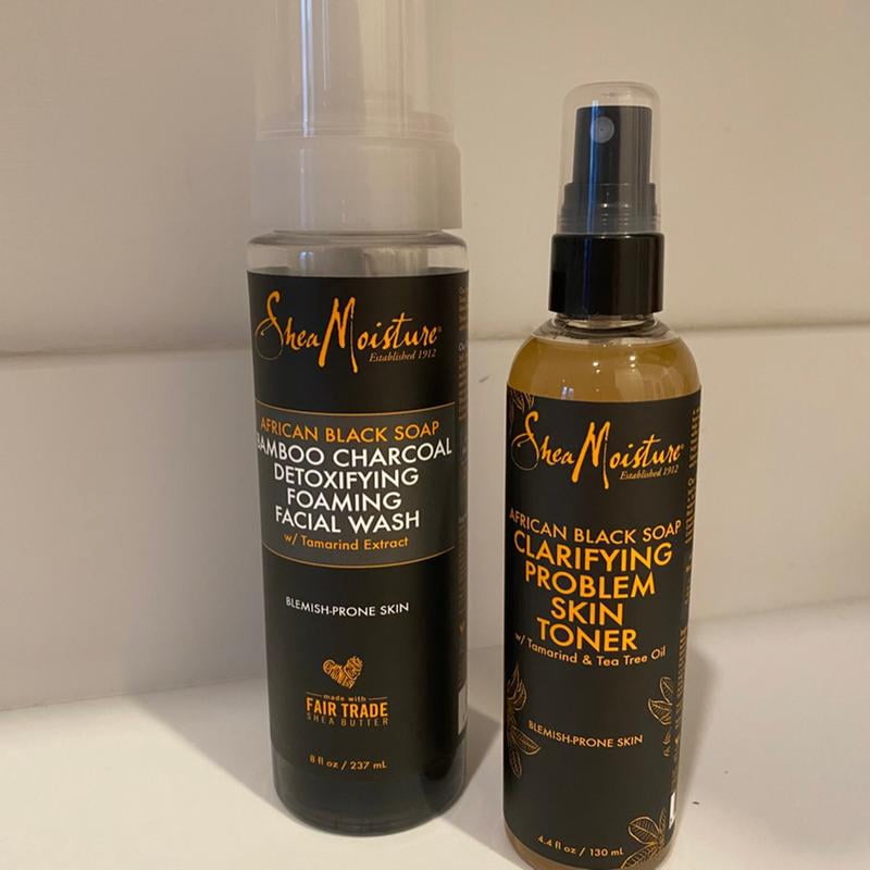 shea moisture african black soap bamboo charcoal detoxifying foaming facial wash