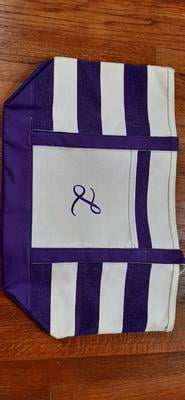 DALIX Monogrammed Beach Tote Bag For Women - Personalized Cotton Canvas Bag With Zipper, Purple