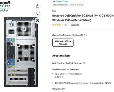 DELL OptiPlex 9020 3.6GHz i7-4790 Mini Tower Nero PC