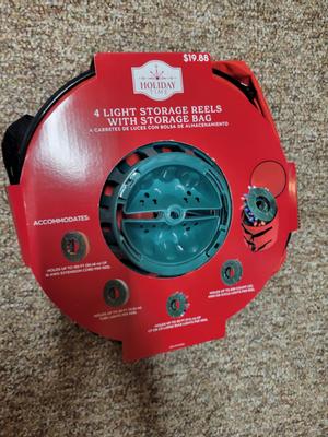 Holiday Time Green Christmas Light Storage Reels with Red Storage