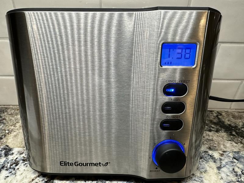 Elite Cuisine ECT2330 Stainless Steel 2-Slice LCD Toaster with