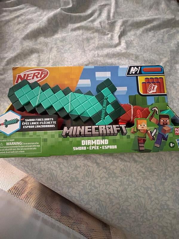 Nerf, Minecraft Sword Dart Blaster, Diamond Sword, 8 N1 Darts