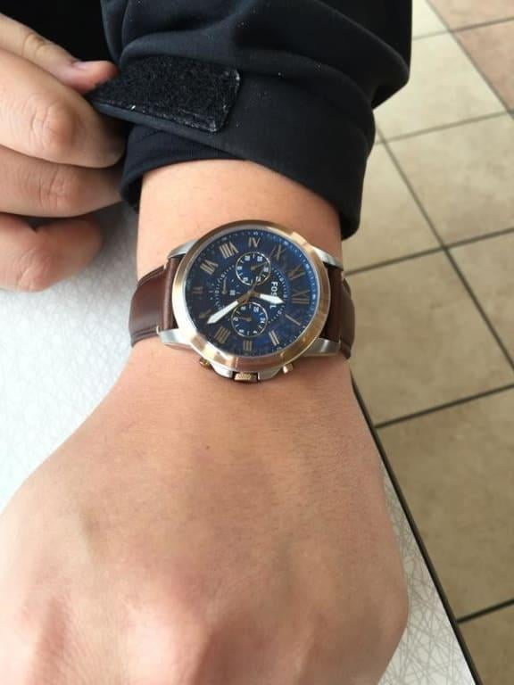 fossil grant chronograph leather watch