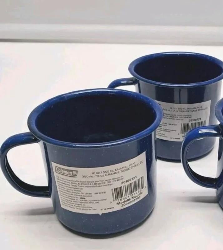 Coleman Enamel Mug, 12 oz, Blue Speckled Steel, Durable Camping