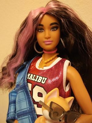 Barbie Extra Fashion Doll with Pink-Streaked Hair, Accessories