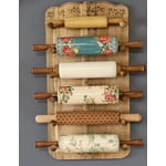 Pioneer Woman Delilah Floral Ceramic Rolling Pin – Blue With Olivewood Handles