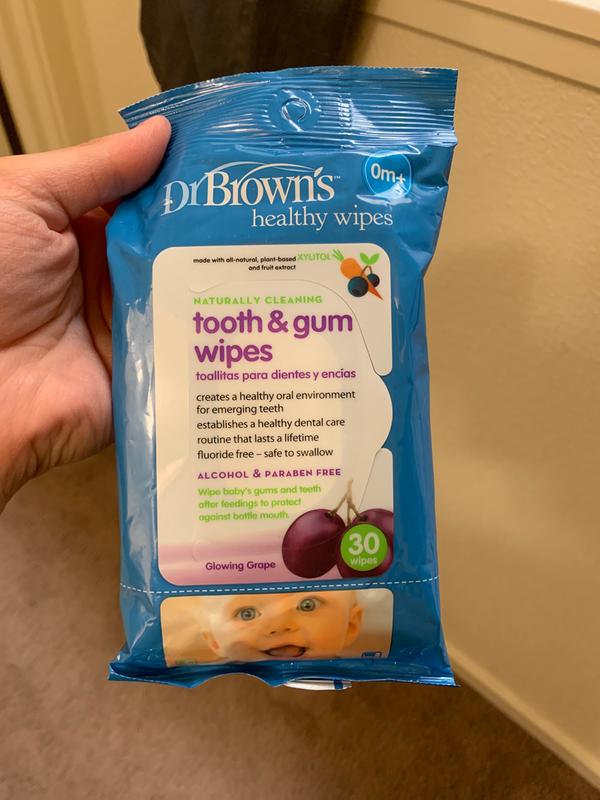 dr brown's tooth and gum wipes