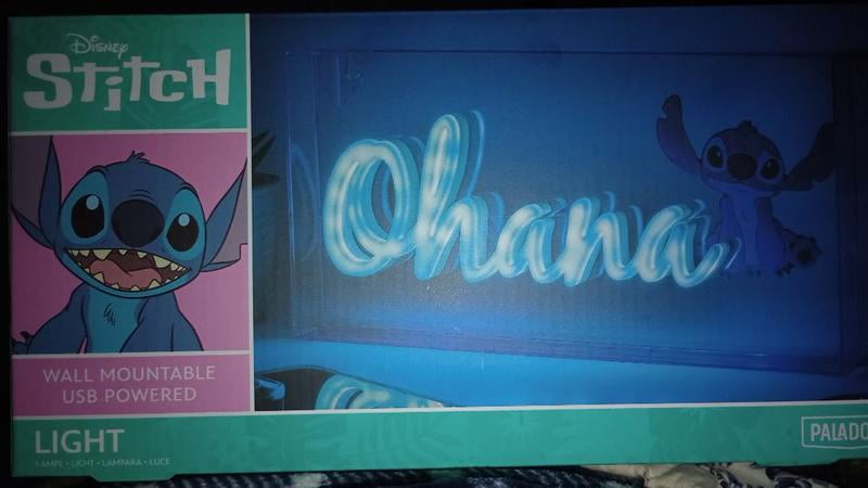 Paladone Disney Stitch Ohana Neon LED Light, 15cm x 30cm, USB