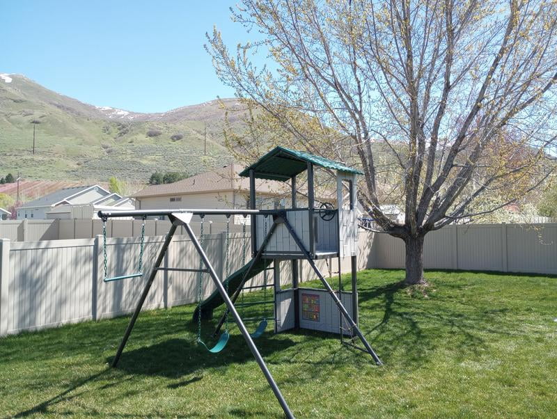 Lifetime Kid's Adventure Clubhouse Swing Set with Slide, Belt