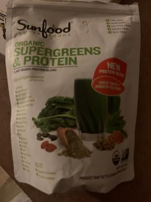 Sunfood Superfoods Organic Super Greens and Protein Powder with