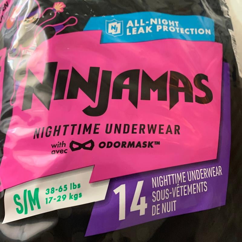 Pampers Ninjamas Nighttime Bedwetting Underwear Girls Size S/M (38-65 lbs)  44 Count (Packaging & Prints May Vary)