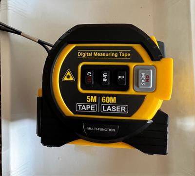 Almighty Ruler 3-in-1 Tape Measure – Digital Laser Rangefinder With Data Storage, Crosshair, 16Ft Tape, 40M/135Ft Range, LCD