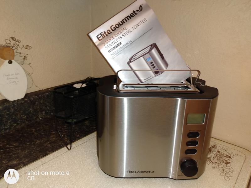 Elite Cuisine ECT2330 Stainless Steel 2-Slice LCD Toaster with