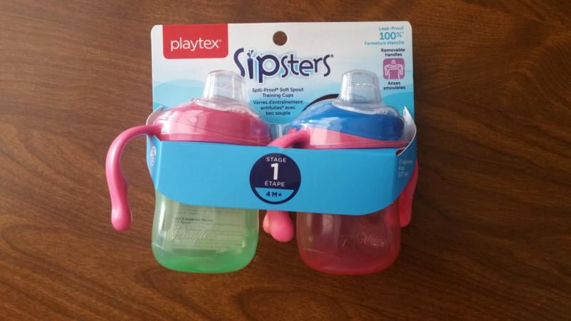 Pink//Green Playtex 2-Pack Stage 1 Sipsters Soft Spout 6 oz Training Cups 4M