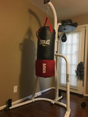Everlast Dual Station Heavy Punching Bag Boxing Stand MMA Trainer Fitness Gym