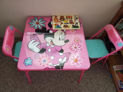 minnie mouse happy helpers erasable activity table and chairs playset