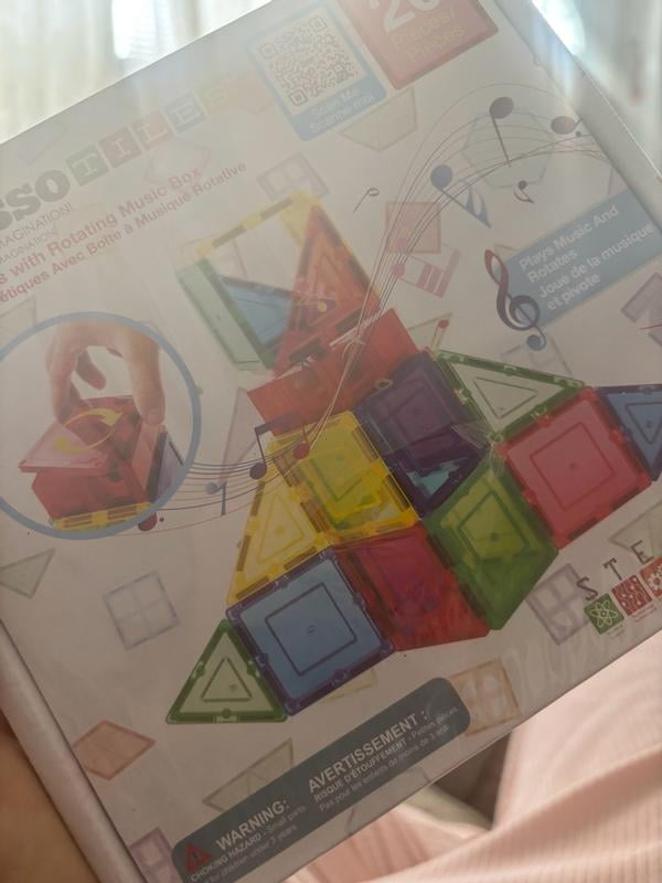 PicassoTiles Music Box Magnetic Tile Building Blocks, Musical