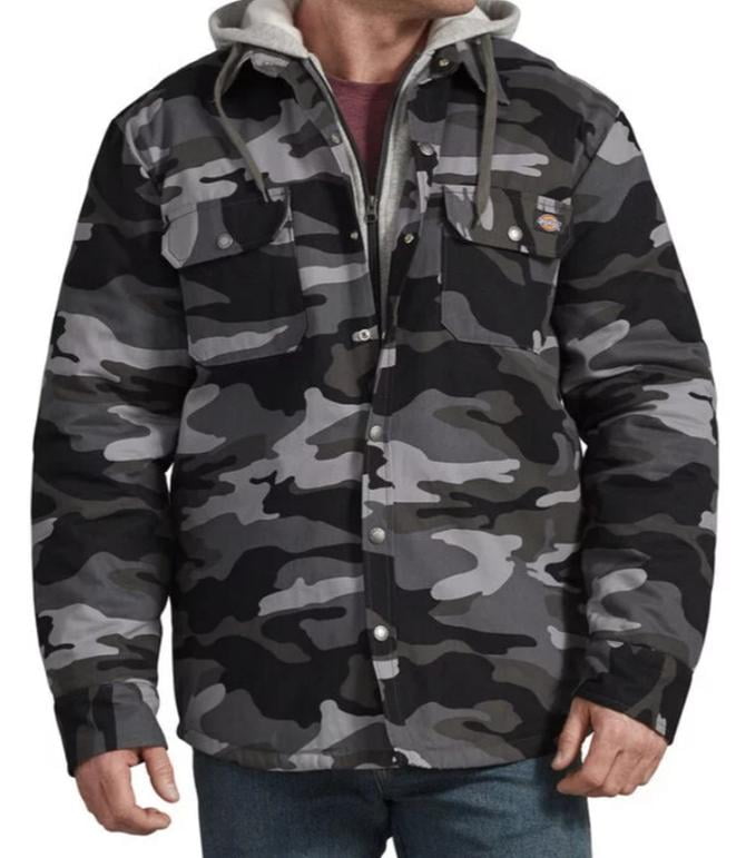 dickies relaxed fit icon hooded duck quilted shirt jacket
