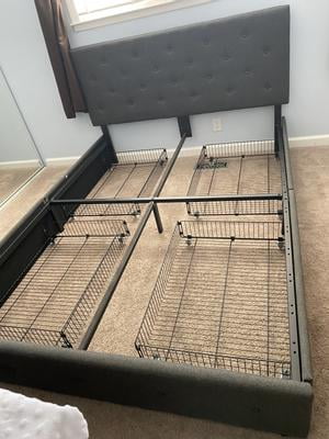 Amolife Queen Size Platform Bed Frame with Square-stitched