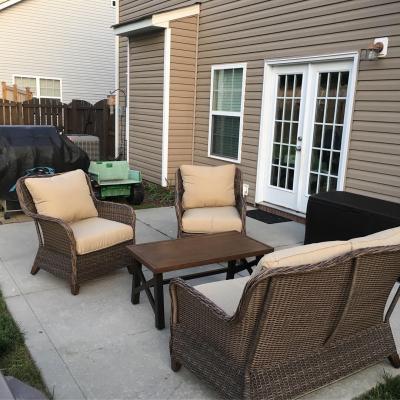 Better homes & gardens camrose farmhouse outdoor conversation set with beige cushions sale