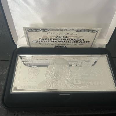 百十四銀行　松下電器　駿河銀行　貯金箱　まとめ売り Walmart 4 oz .999 Fine Silver Bar - 2014 $100 Bill Replica Bullion