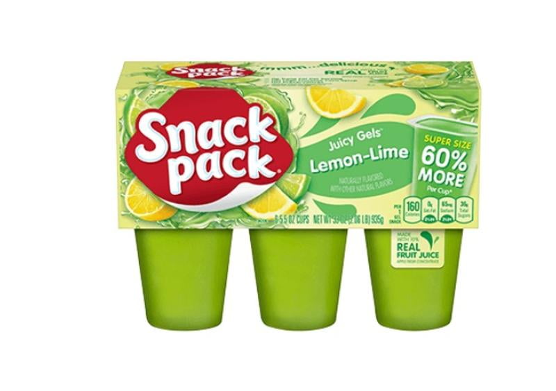 Snack Pack Lemon Lime Flavored Juicy Gels Cups, 5.5 oz., 6-Count