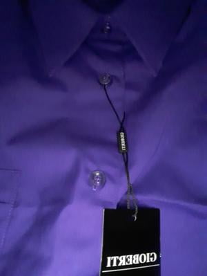 Gioberti Men's Short Sleeve Dress Shirt - Solid Black, 55% Cotton 45% Polyester, Medium
