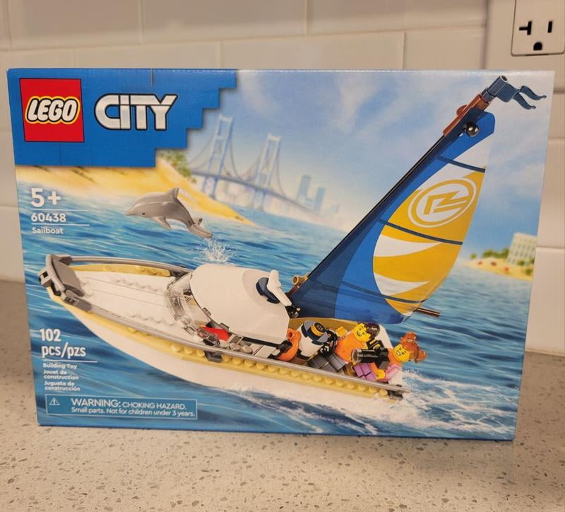 LEGO City Sailboat Building Set 60438, Kids' toy boat with