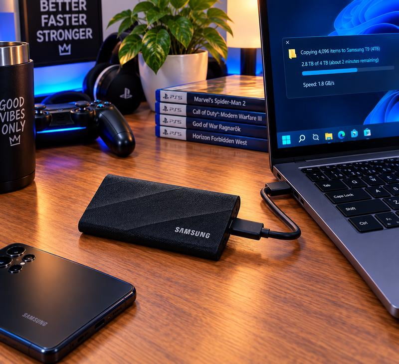 Samsung, Portable SSD, 4TB, USB 3.2 Gen 2x2, Black - Walmart.com