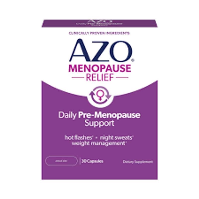 AZO Menopause Relief Pre-Menopause Support Daily Supplement, Support for Hot Flashes, Night Sweats & Healthy Weight, 30 Count